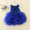 Kids clothes flower girls dark blue christmas party wedding baby girls navy dresses fashion new designs wholesale high quality